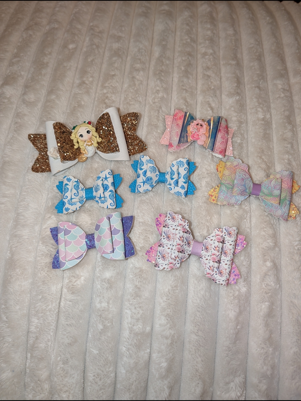 Kids Multicolor Patterned Hair Bows - Set of Assorted Styles